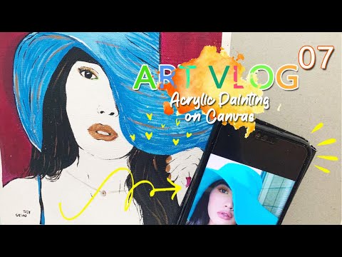 💄Acrylic Painting💋Reference Photo into a comic-strip style typical Pop Arts I Art Vlog 07