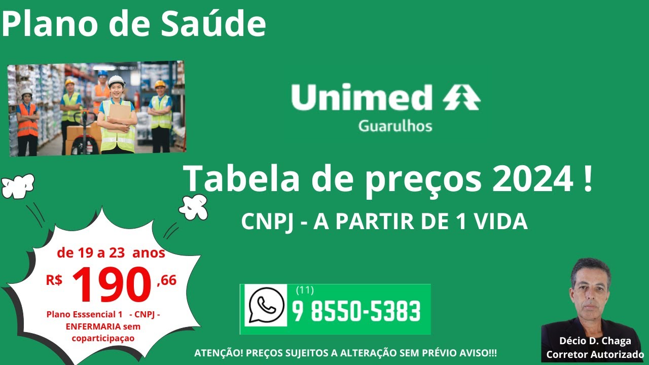 Unimed Guarulhos Pequenas e micro empresas CNPJ - tabela de preços 2024