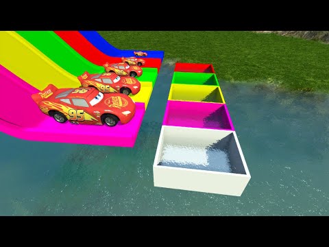 Big & Small Mcqueen Cars vs Portal Traps with Slide Color - BeamNG.Drive