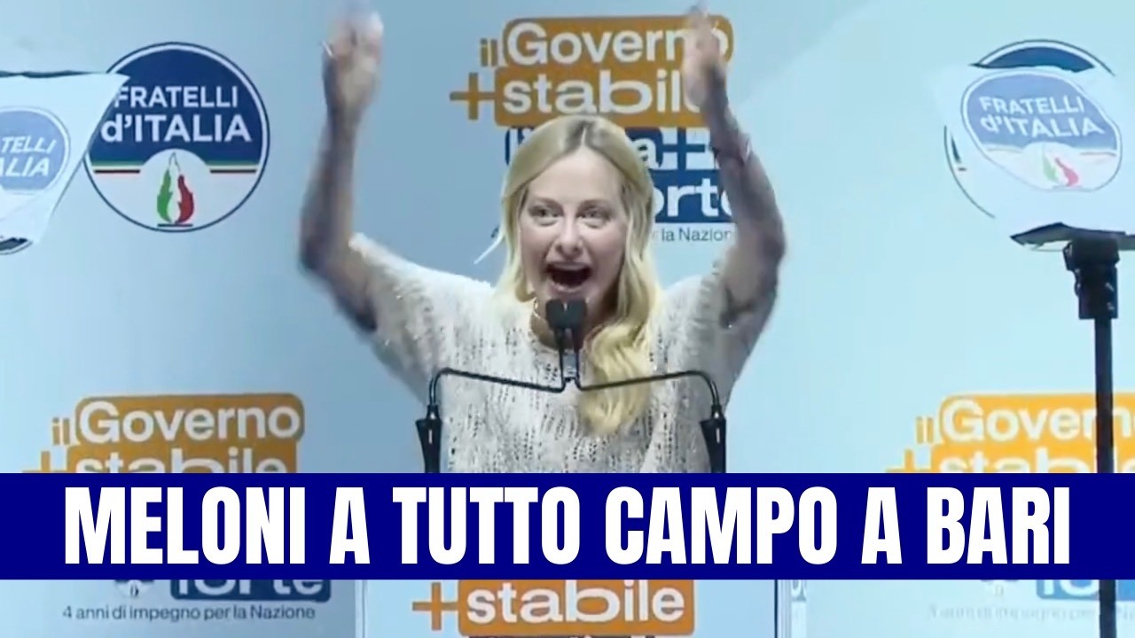 🔴 GIORGIA MELONI A TUTTO CAMPO IN PIAZZA A BARI