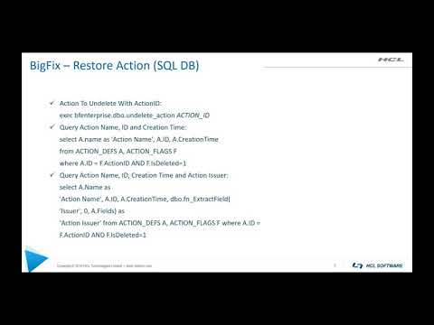BigFix Como restaurar uma ação excluída