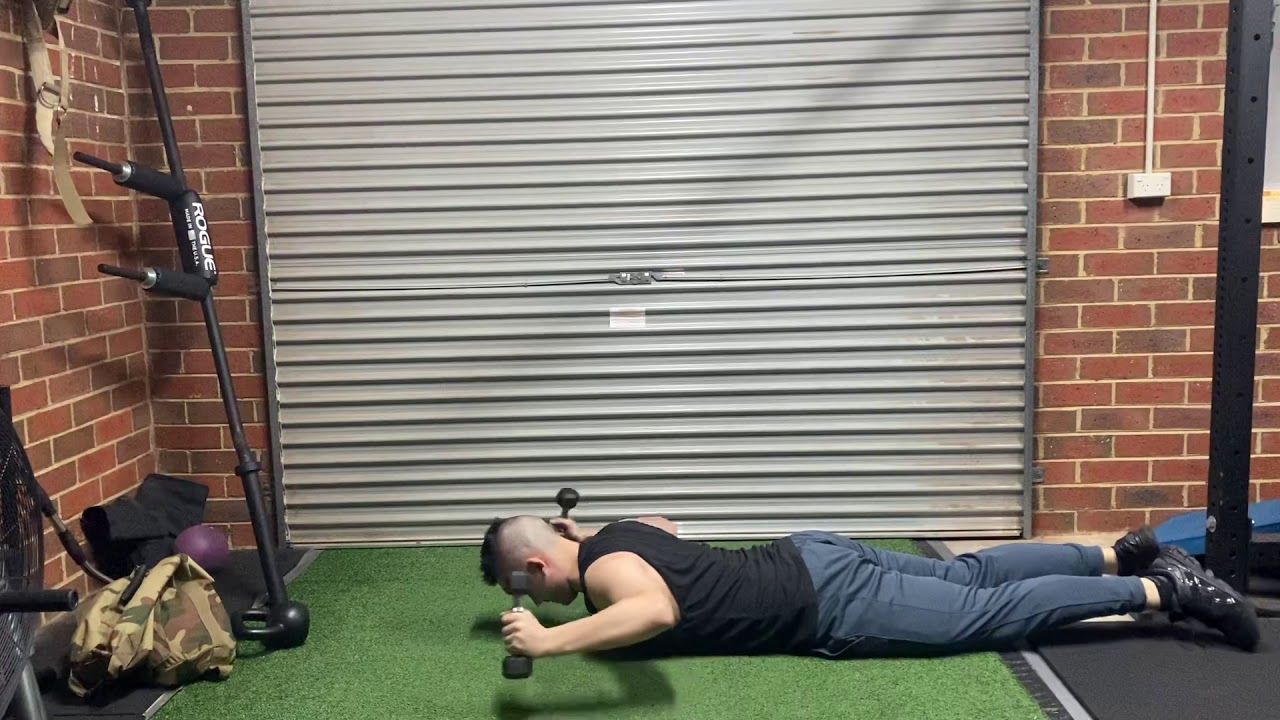Prone Dumbbell Scarecrows