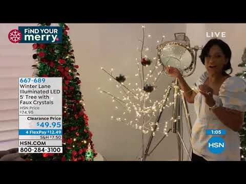 Winter Lane Illuminated LED 5' Tree with Faux Crystals