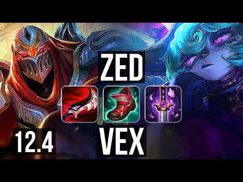 ZED vs VEX (MID) | Legendary, 1.9M mastery, 6 solo kills, 1000+ games | KR Grandmaster | 12.4