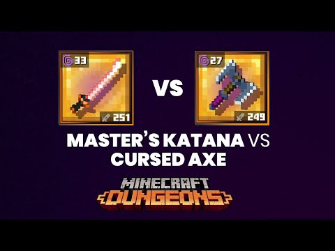 SpookyFairy - Cursed Axe vs Master's Katana - Which One is Better? | Minecraft Dungeons