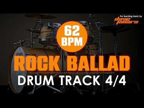 62 BPM   ROCK BALLAD - Drum Track - Metronome - Drum Beat