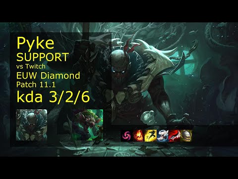 Pyke Support vs Twitch - EUW Diamond 3/2/6 Patch 11.1 Gameplay