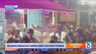 Chaotic brawl outside Southern California taco shop caught on camera
