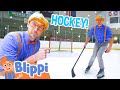 Blippi Learns Ice Hockey Skating Like A Pro Fun Learning Sports Educational Videos For Kids