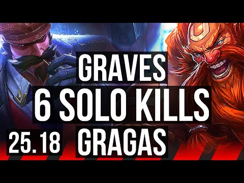 GRAVES vs GRAGAS (TOP) | 6 solo kills | KR Master | 25.18
