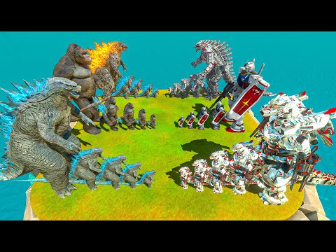 Growing Legendary Godzilla x Kong x Godzilla 2021 vs Mechagodzilla x Gundam RX-78 x Kiryu - ARBS