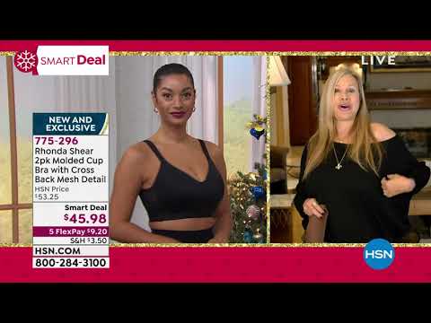 Rhonda Shear 2pack Molded Cup Bra with Cross Back Mesh D...