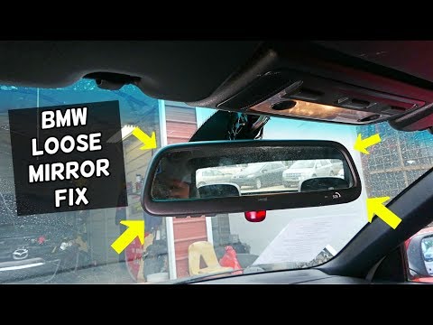 Part of a video titled BMW REAR VIEW MIRROR LOOSE VIBRATES . HOW TO ... - YouTube