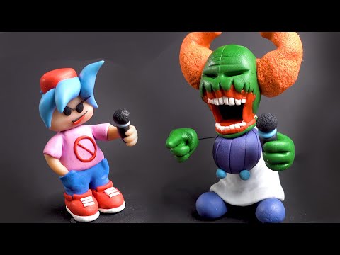 Boyfriend and Tricky the Clown from Friday Night Funkin' clay Sculpture