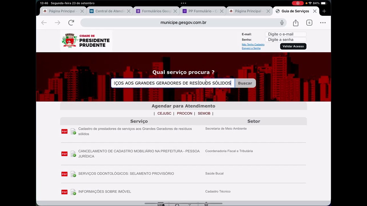 Utilizando o Guia de Serviços - Presidente Prudente