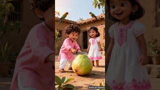 Download lagu Cute baby saved a hungry calf by feeding it big ripe guava 😭 #ai #baby #cow #Guava mp3