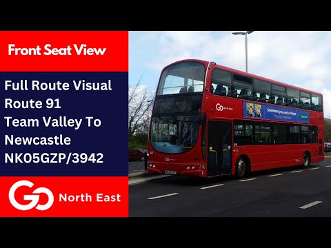 FULL ROUTE VISUAL: Route 91 - Team Valley To Newcastle | Go North East: NK05 GZP/3942