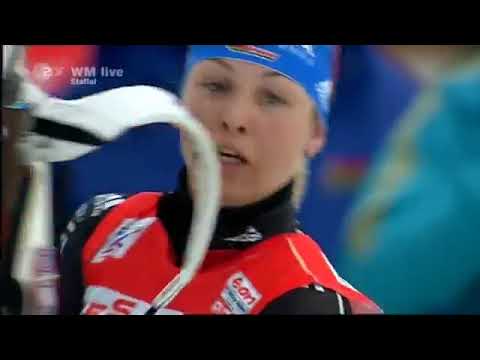 Magdalena Neuner gewinnt Staffelgold für DE