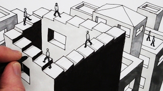 How to Draw The Penrose Staircase: Endless Optical illusion