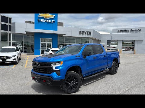 2025 Chevrolet Silverado 1500 Crew Cab Standard Box 4-Wheel Drive LT Trail Boss in Blue for sale at Boyer Chevrolet Lindsay Ltd. in Lindsay, ON