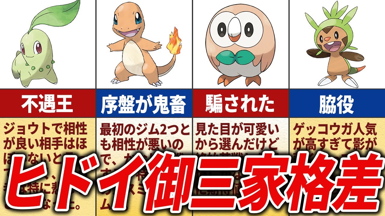 御三家ポケモンの格差がひどすぎる件について