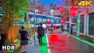 Japan - Tokyo Rainy Night Walk, Yotsuya to Yoyogi • 4K HDR