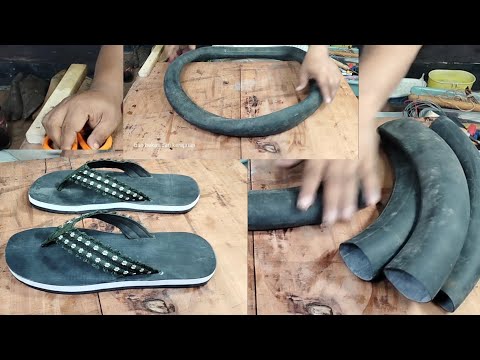 Limbah ban dalam motor untuk membuat sandal
