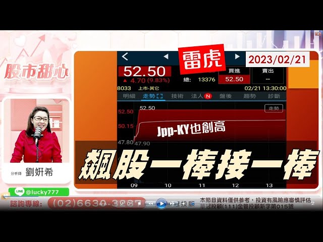 02/21【甜心盤後影音】jpp-KY創高，雷虎漲停，飆股一檔接一檔