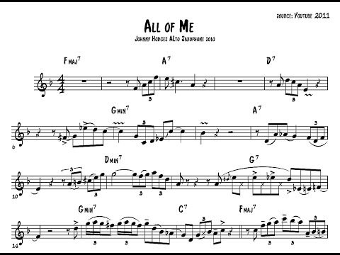 Johnny Hodges on All of Me - Saxophone Solo Transcription (Duke Ellington and his Orchestra)