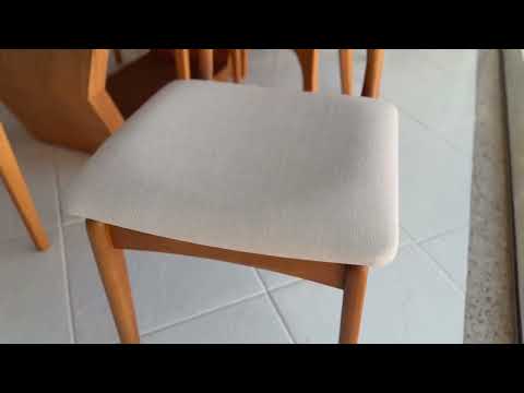 Video thumbnail of Sala de Jantar Mesa Ane 220cm Tampo Laqueado Com Vidro Canto Moeda Com 8 Cad Viena