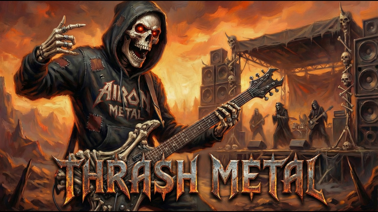 Apocalyptic Thrash Metal Surge with Digital Fury and High-Speed Instrumental Chaos