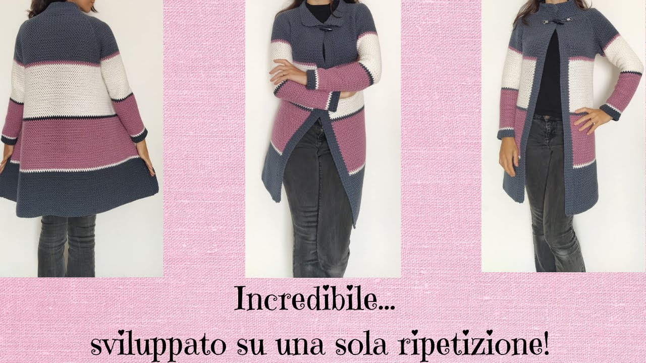 Cappotto topdown all'uncinetto con punto granito