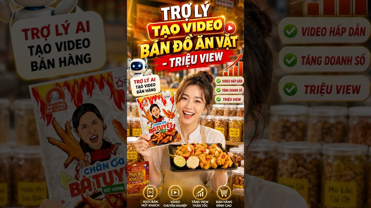 TRỢ LÝ TẠO VIDEO BÁN ĐỒ ĂN VẶT