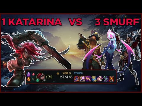 1 KATARINA CONTRO 3 SMURF - Katarina vs Gangplank Gameplay
