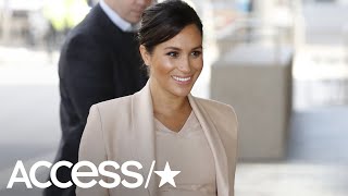 Pregnant Meghan Markle Dazzles In A Blush-Colored Dress!