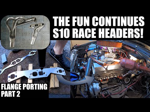 V8 S10 long tube race headers install (Adapter flange porting) Hedman PN# 65855 ) Part 02