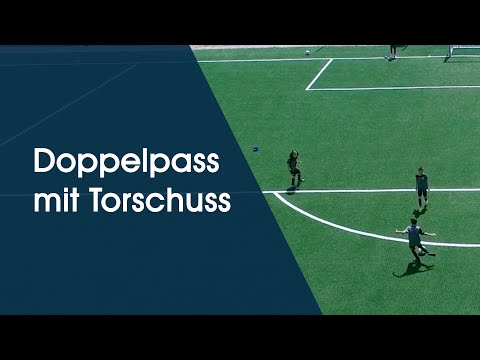 Doppelpass mit Torschuss - Fußballtraining am Deutschen Fußball Internat