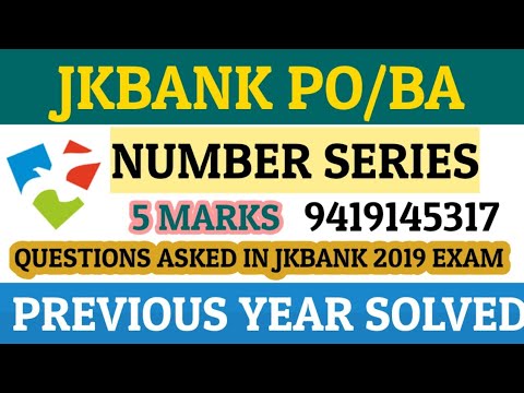 #JKBANK PO/BA-CLASS| NUMBER SERIES| PREVIOUS YEAR PAPER SOLVED | COACHING STARTS,7JULY , 9419145317