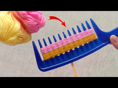 Superb Woolen Flower Making Trick Using Hair comb - Hand Embroidery Flower Design - Sewing Hack