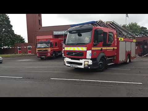 Bolton Central 2nd pump turnout from Farnworth - Greater Manchester Fire and Rescue Service