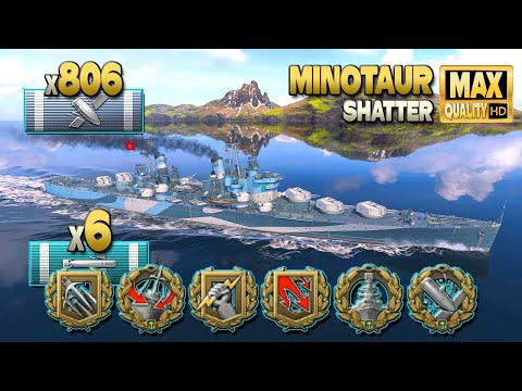 Cruiser Minotaur: Tense on map Shatter - World of Warships