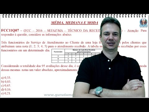 FCC11Q07 - FCC - 2016 - SEFAZ/MA - MÉDIA, MEDIANA E MODA