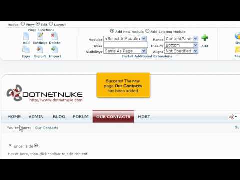 Tutorial: How to add a new page in DotNetNuke | LayerOnline Web Hosting