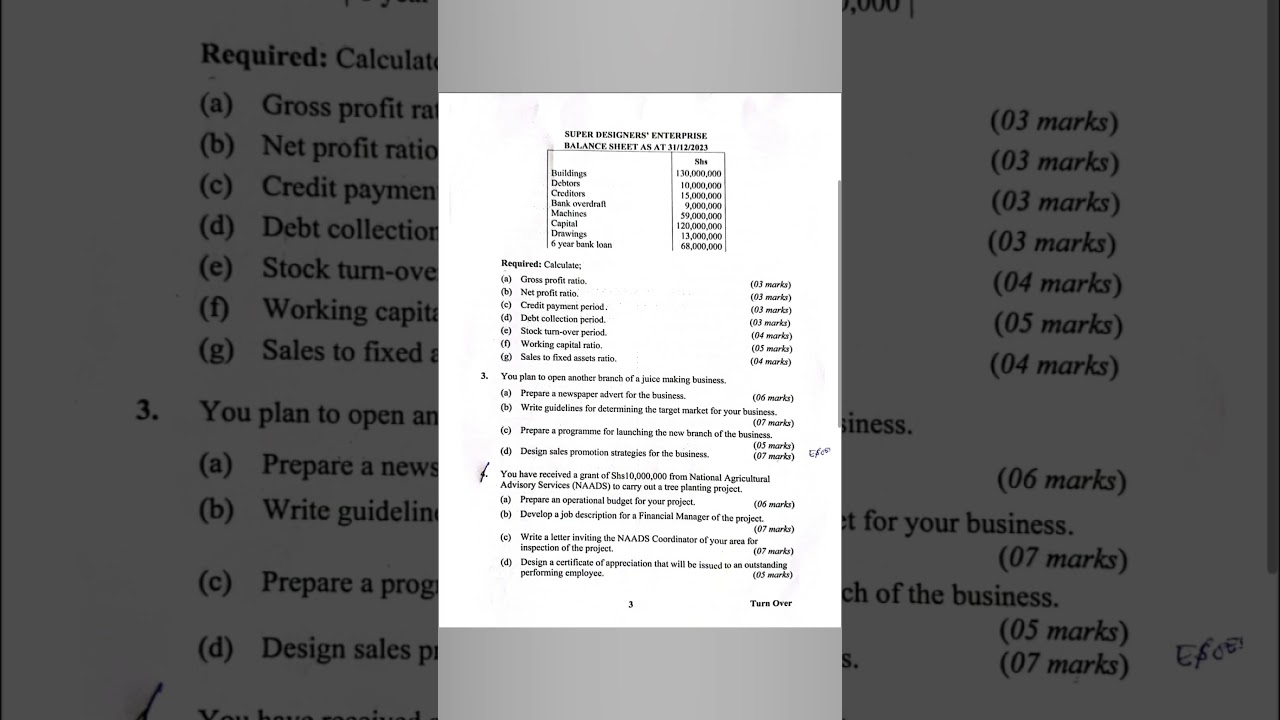 UNEB ENT P2 UACE FULL PAPER Comment please if you want the marking guide for the cash flow statement