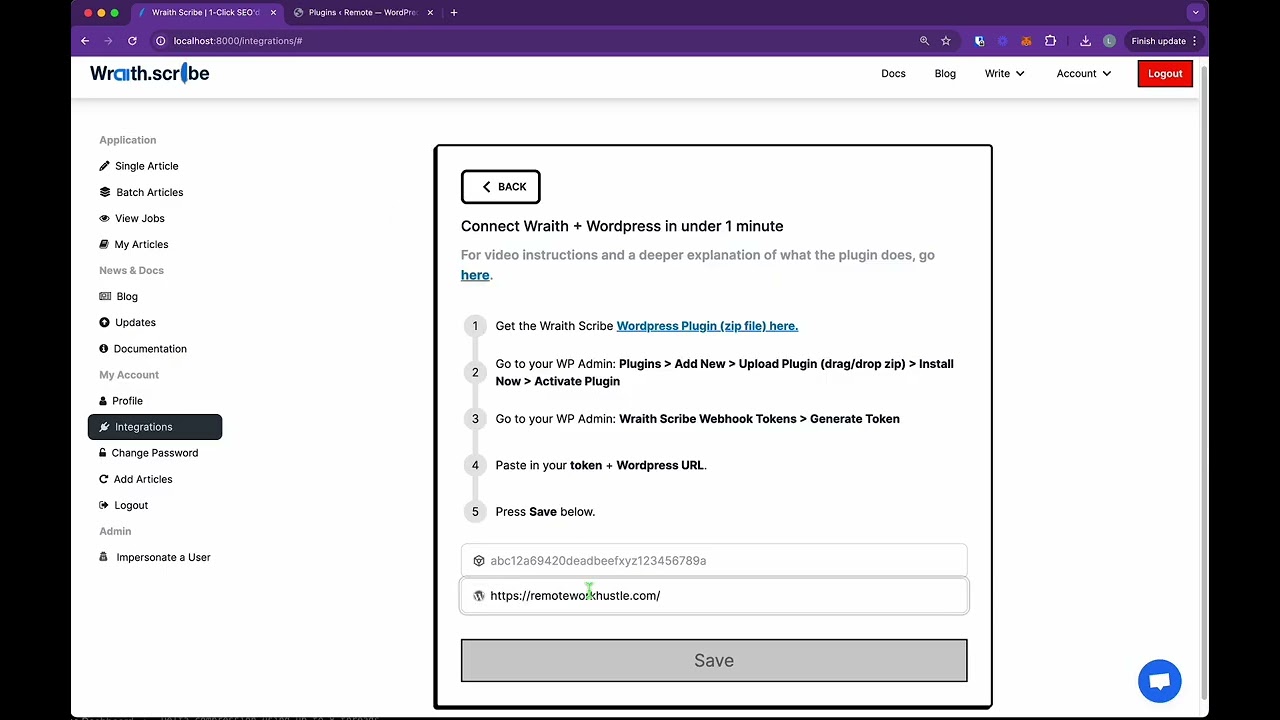 Connect Wraith Scribe To Your Wordpress In Under 1 Minute!