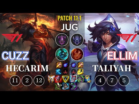 T1 Cuzz Hecarim vs T1 Ellim Taliyah Jungle - KR Patch 11.1
