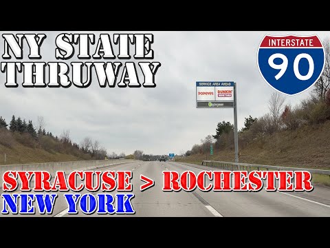 I-90 West - New York State Thruway - Syracuse to Rochester - New York -4K Highway Drive