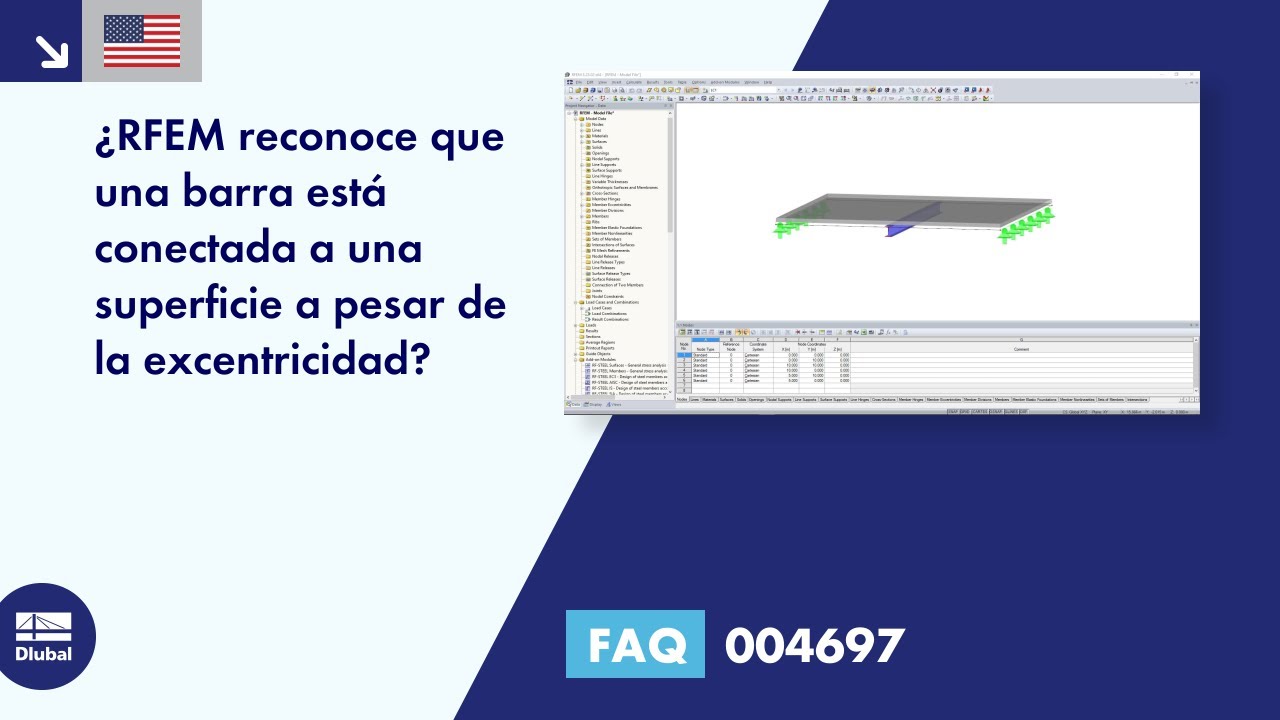 FAQ 004697 | ¿RFEM reconoce que una barra está conectada a una superficie a pesar de la excentricidad?