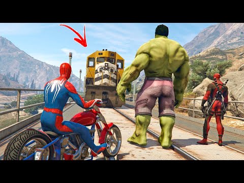 DEADPOOL CONSEGUE PARAR O TREM NO GTA V? com HOMEM ARANHA e HULK (Pt 3)