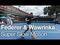 Roger Federer & Wawrinka Tennis Practice, Court Level Slow Motion - AO - Forehands & Backhands